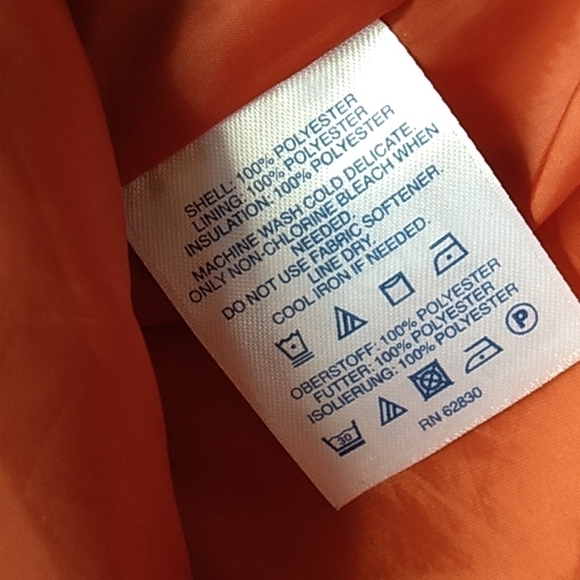 Lands End orange small 6-8 puffer jacket coat - Picture 4 of 4